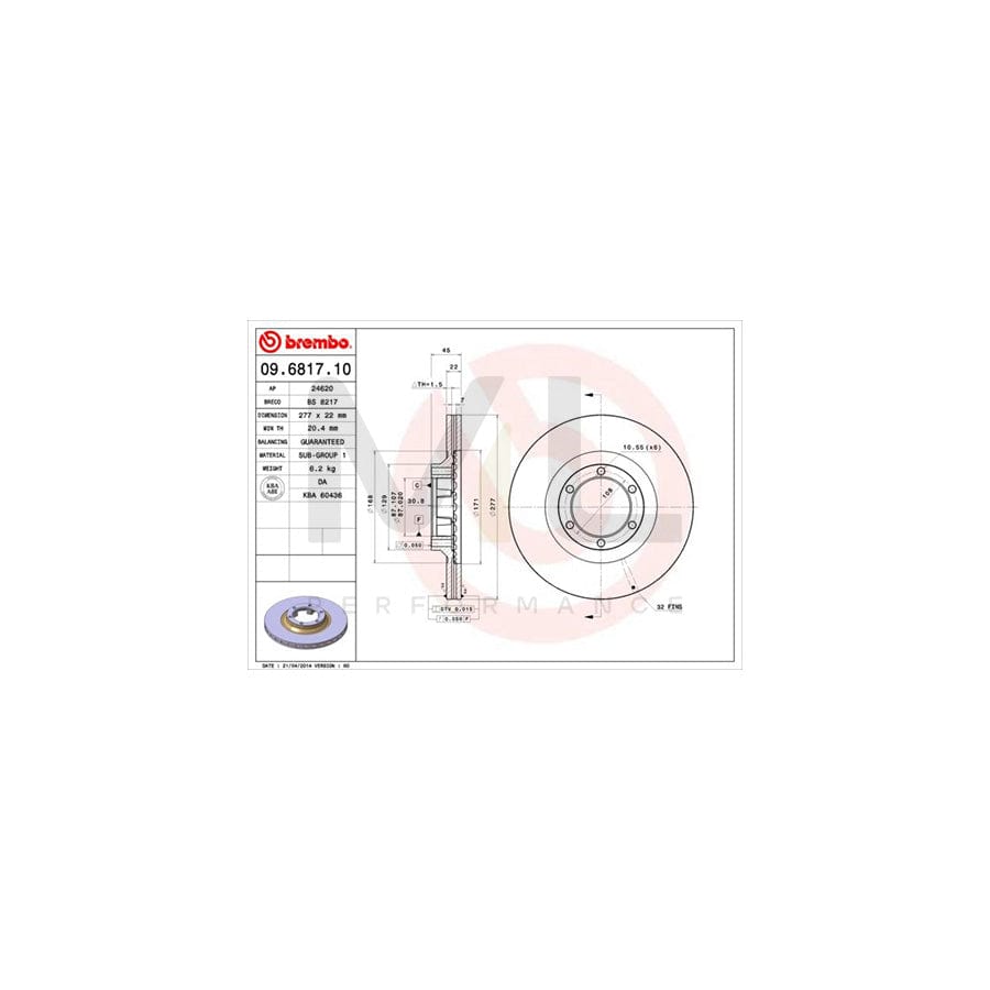 BREMBO 09.6817.10 Brake Disc Internally Vented | ML Performance Car Parts