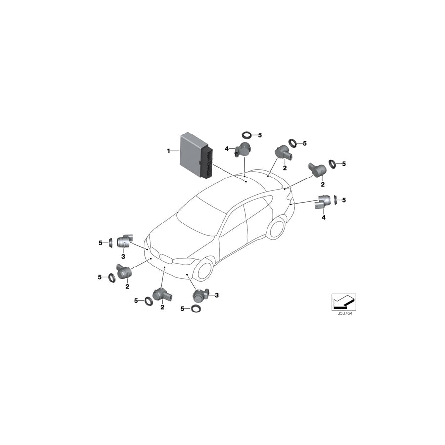 Genuine BMW 66208062272 Ultrasonic Sensor, Silverstone WA29 (Inc. X6 M) | ML Performance UK