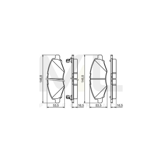 Bosch 0986494326 Brake Pad Set For Toyota Hilux Vii Pickup With Acoustic Wear Warning BP1216 | ML Performance Car Parts