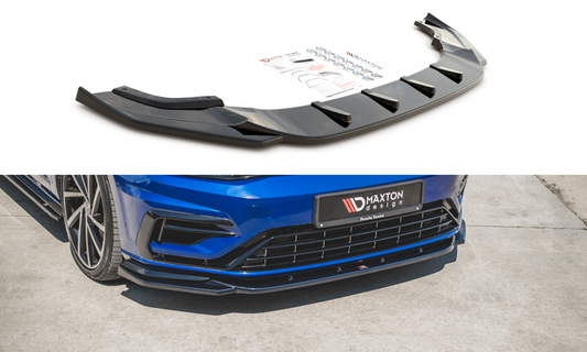 Maxton Design VW-GO-7F-R-FD9T Front Splitter V.9 Volkswagen Golf R / R-Line MK7.5 | ML Performance UK Car Parts