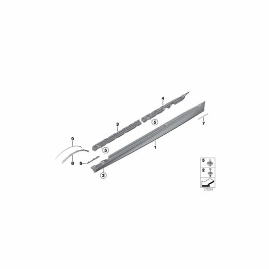 Genuine BMW 51778048686 F10 F11 Door Sill Cover, Primed Right M (Inc. 528iX, 520d & 530i) | ML Performance UK