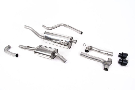 MillTek SSXFD376 Ford Fiesta Dual Outlet Systems Cat-Back Resonated with Cerakote Black GT-100 Trims