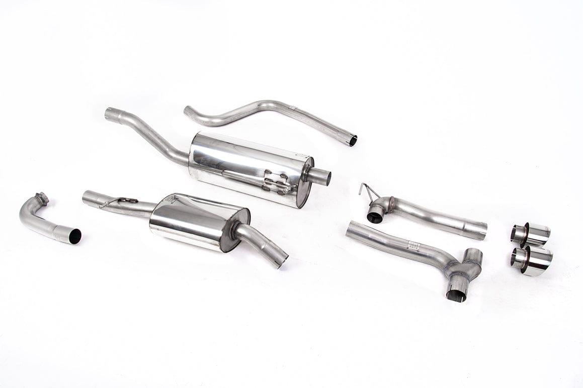 MillTek SSXFD375 Ford Fiesta Dual Outlet Systems Cat-Back Resonated with Polished GT-100 Trims