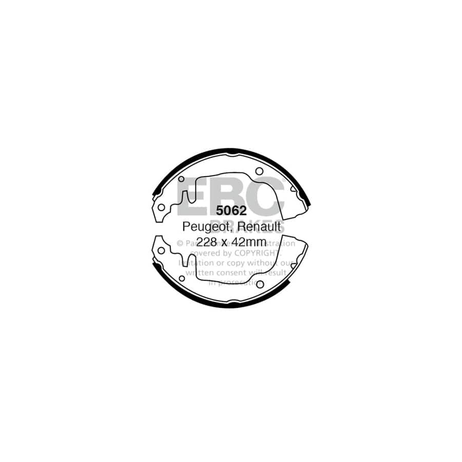 EBC 5062 Peugeot Renault Front/Rear Brake Shoes (Inc. Peugeot 204 & 304) 1 | ML Performance UK Car Parts