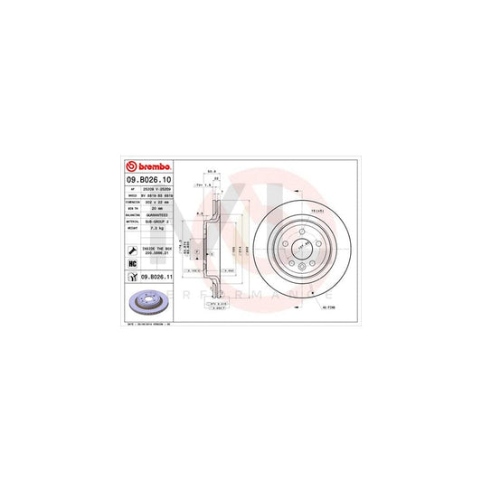 BREMBO 09.B026.10 Brake Disc for VOLVO XC60 I (156) Internally Vented, High-carbon, with bolts/screws | ML Performance Car Parts