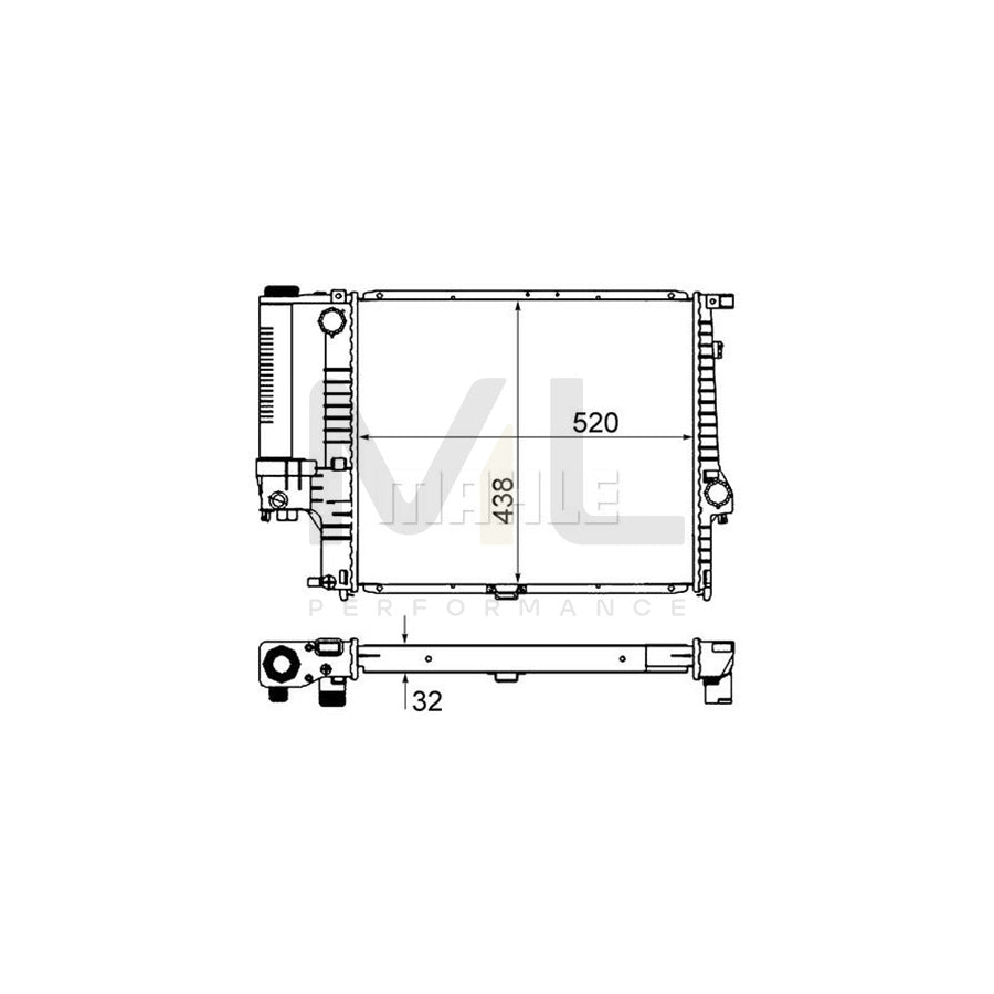 MAHLE ORIGINAL CR 280 000S Engine radiator for BMW 5 Series Brazed cooling fins, Manual Transmission | ML Performance Car Parts