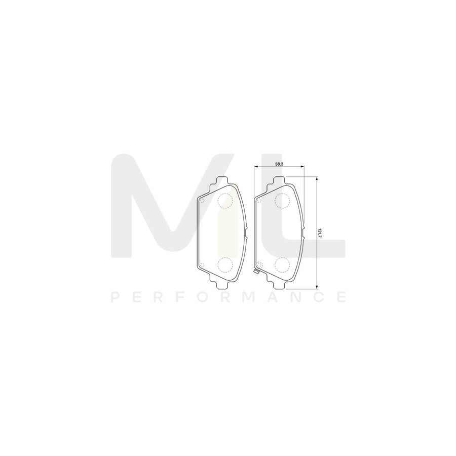 Bosch 0986424663 Brake Pad Set For Honda Accord With Acoustic Wear Warning, With Anti-Squeak Plate BP379 | ML Performance Car Parts