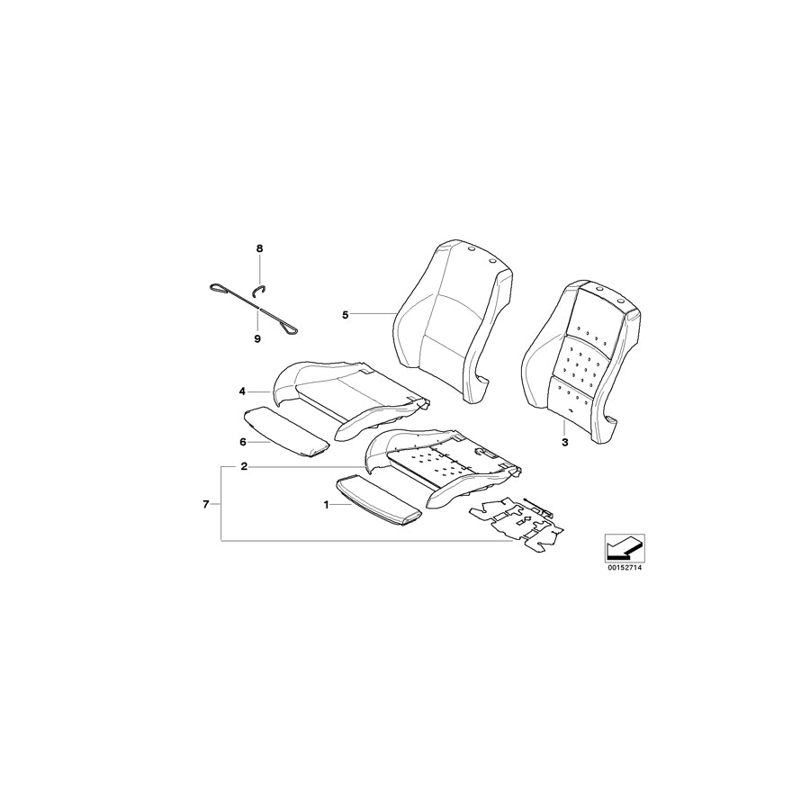 Genuine BMW 52106956389 E91 E90 Cover Backrest Vinyl Left SCHWARZ (Inc. 335d, 323i & 330i) | ML Performance UK