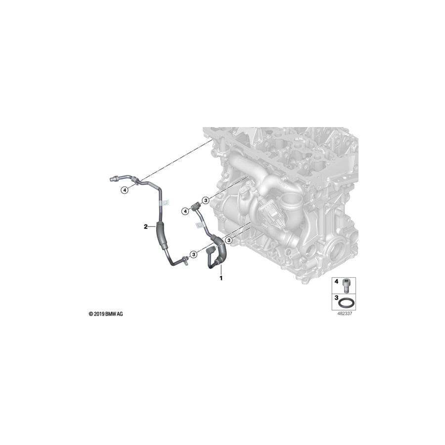 Genuine BMW 11538651261 G02 G21 G12 Line, Turbocharger-Coolant Pump (Inc. X4 30iX, 330iX & X3 30iX) | ML Performance UK Car Parts