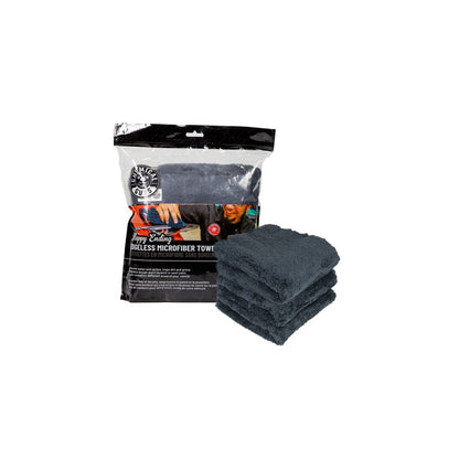 Chemical Guys Happy Ending Edgeless Microfiber Towels, 16"x16" (3 Pack) Black | ML Performance UK Car Parts