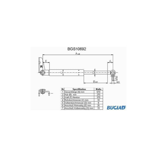 Bugiad BGS10692 Tailgate Strut For Mazda 323 Iii Estate (Bw)