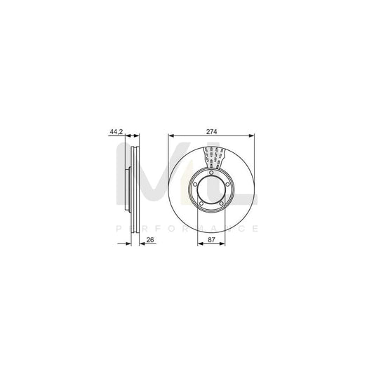 BOSCH 0 986 479 696 Brake Disc Vented, Oiled | ML Performance Car Parts