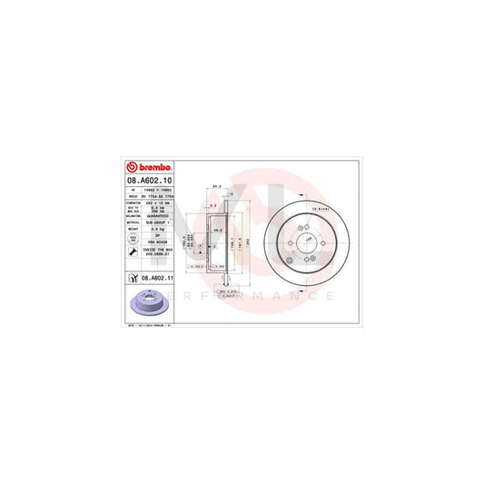 BREMBO 08.A602.10 Brake Disc Solid, with bolts/screws | ML Performance Car Parts