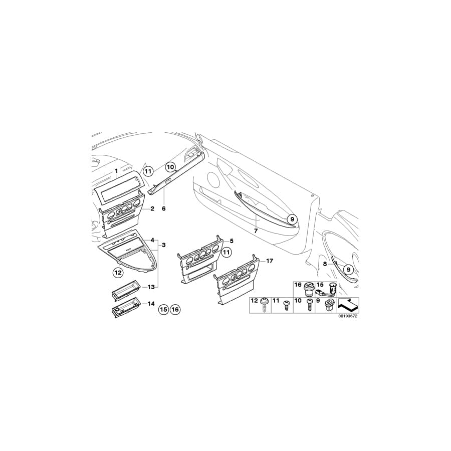 Genuine BMW 64229173216 E63 E64 Decor Panel, Fresh Air Grille, Center RUTHENIUM (Inc. 630i, 635d & 650i) | ML Performance UK Car Parts