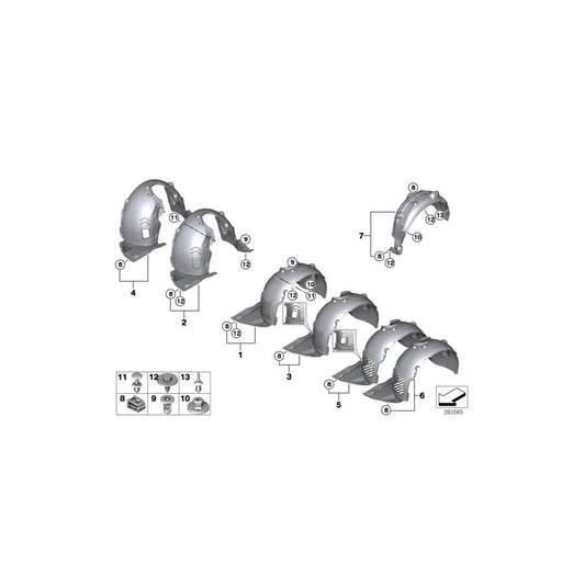 Genuine BMW 51717290795 F46 F45 Cover, Wheell Housing, Rear Left (Inc. 225xe, 220dX & 218dX) | ML Performance UK Car Parts