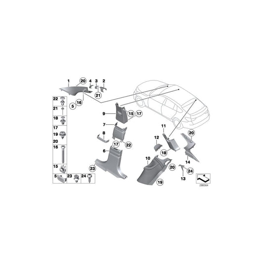 Genuine BMW 51437221658 F07 Trim, C-Pillar, Leather, Lower Right SCHWARZ (Inc. 530dX, 535d & 550i) | ML Performance UK Car Parts