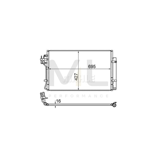 MAHLE ORIGINAL AC 869 000S Air conditioning condenser for HYUNDAI Genesis I Coupe (BK) with dryer | ML Performance Car Parts