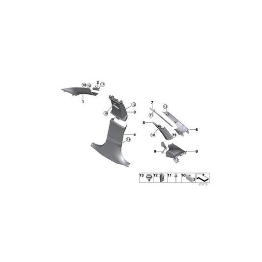 Genuine BMW 51437311223 F36 F36 Retainer, Trim For D-Pillar, Upper Left (Inc. 435i, 430iX & 420i) | ML Performance UK Car Parts