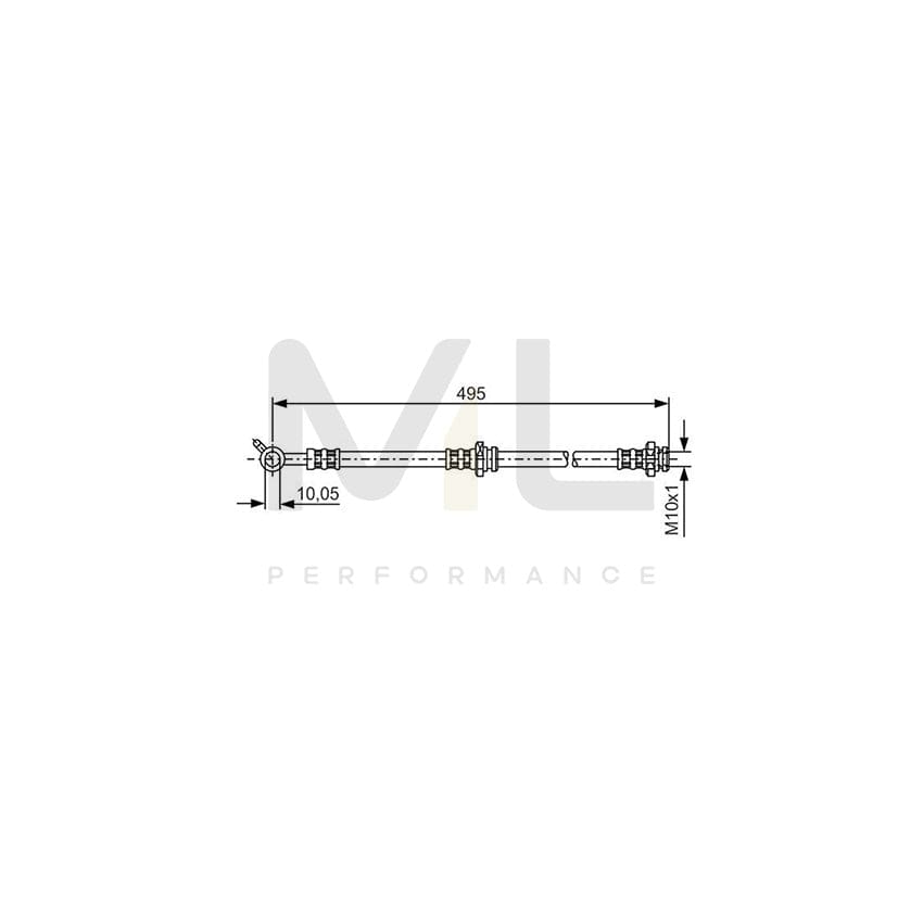 BOSCH 1 987 476 399 Brake Hose for NISSAN X-Trail (T30) 486mm, M10x1 | ML Performance Car Parts