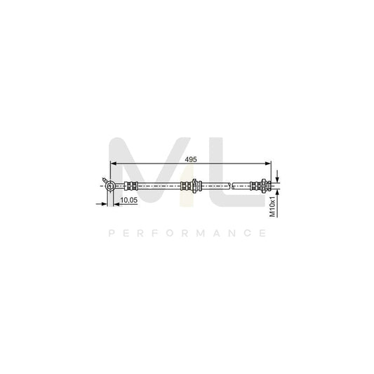 BOSCH 1 987 476 399 Brake Hose for NISSAN X-Trail (T30) 486mm, M10x1 | ML Performance Car Parts