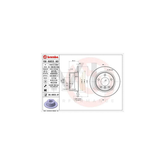 BREMBO 08.6853.80 Brake Disc for BMW Z3 Solid, High-carbon, with bolts/screws | ML Performance Car Parts