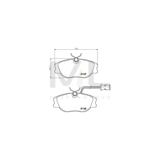 Hella 8DB 355 017-781 Brake Pad Set With Integrated Wear Warning Contact, With Brake Caliper Screws | ML Performance Car Parts