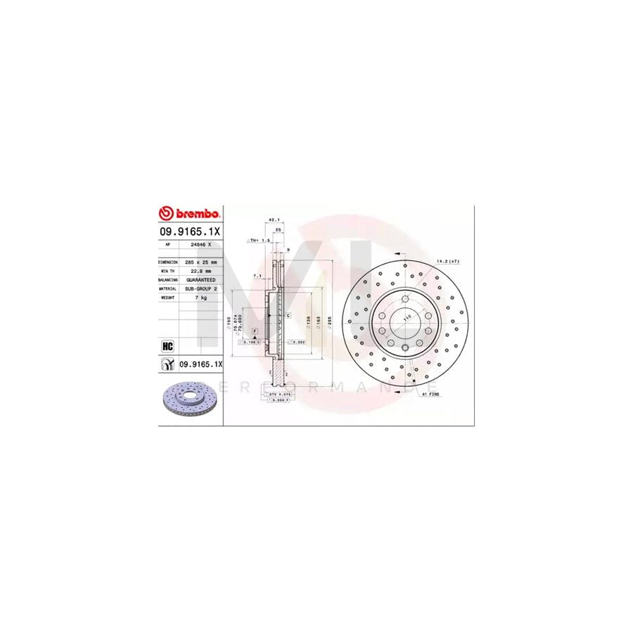 BREMBO XTRA LINE 09.9165.1X Brake Disc Perforated / Vented, Coated, High-carbon | ML Performance Car Parts