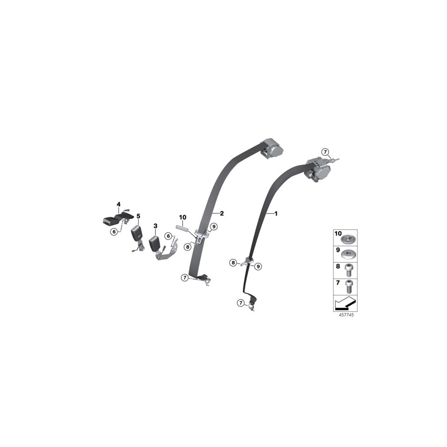 Genuine BMW 72118076119 G11 G12 Upper Seat Belt, Rear Outer Left M (Inc. 750iX, 740iX & 750i) | ML Performance UK