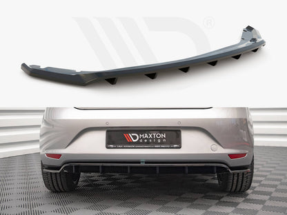 Maxton Design SE-LE-3-RD1T+RD2T Central Rear Splitter (vertical Bars) Seat Leon Hatchback MK3 (2012-2016) | ML Performance UK Car Parts