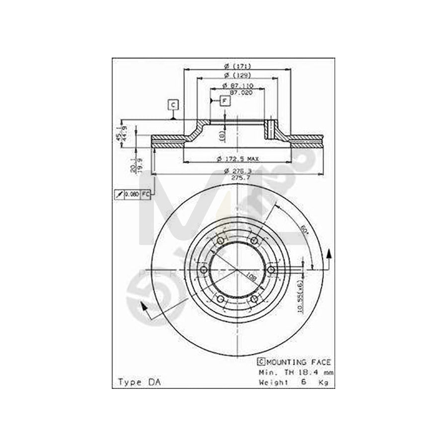 BREMBO 09.5633.10 Brake Disc for MITSUBISHI Pajero / Shogun I Canvas Top (L040) Internally Vented | ML Performance Car Parts