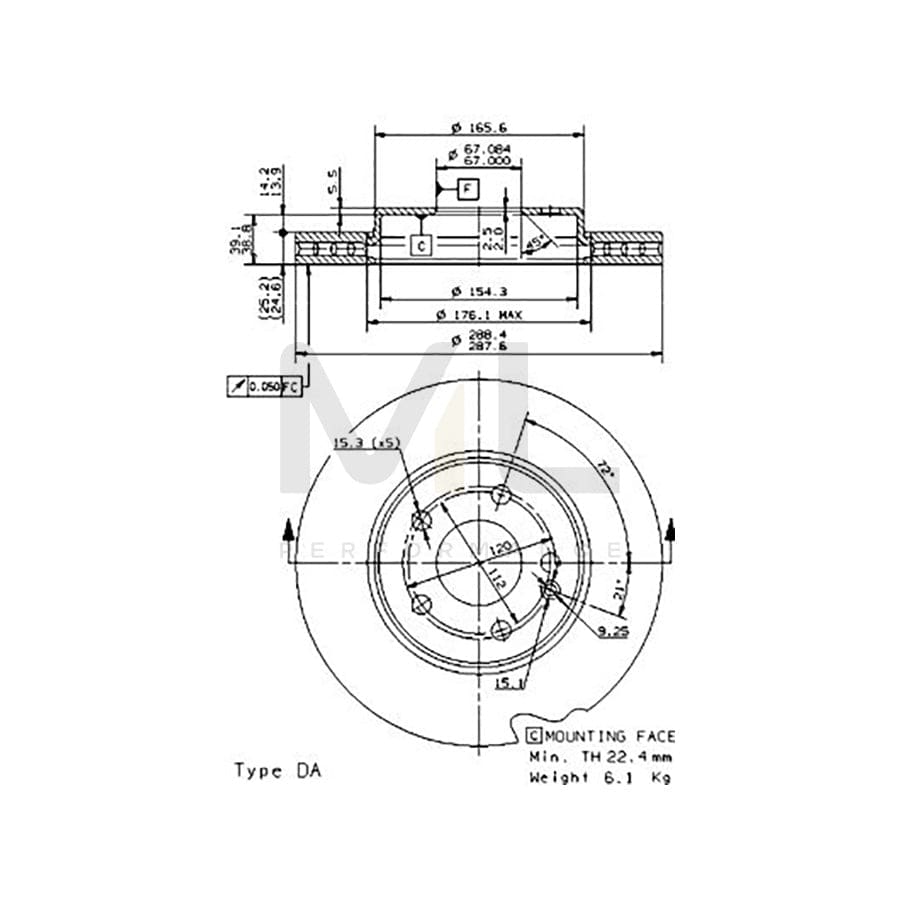 BREMBO 09.8681.10 Brake Disc Internally Vented, High-carbon, with bolts/screws | ML Performance Car Parts