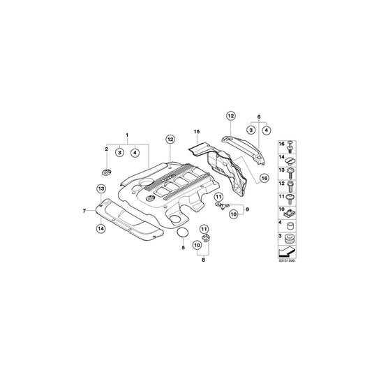 Genuine BMW 11147795816 E66 E65 E70 Acoustic Cover Rear (Inc. 730Ld, X6 30dX & 730d) | ML Performance UK Car Parts
