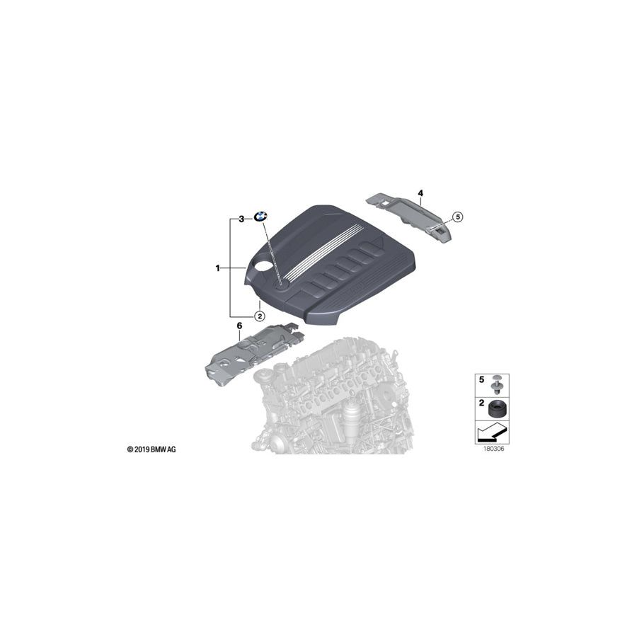 Genuine BMW 11147800120 F11 F07 F10 Acoustic Cover Rear (Inc. 535d, 525d & 530d 155kW) | ML Performance UK Car Parts