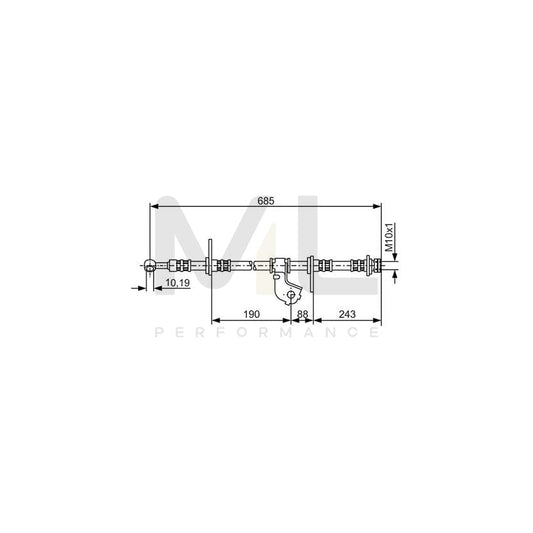 BOSCH 1 987 476 735 Brake Hose 675mm, M10x1 | ML Performance Car Parts