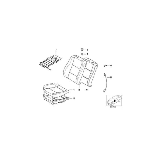 Genuine BMW 52107051732 E39 Cover Backrest Cloth F4AT ANTHRAZIT (Inc. 525tds, 520i & 535i) | ML Performance UK Car Parts