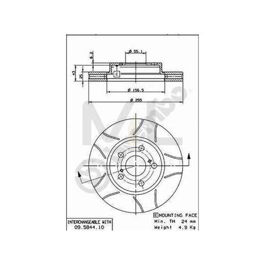 BREMBO MAX LINE 09.5844.75 Brake Disc Internally Vented, Slotted, Coated | ML Performance Car Parts