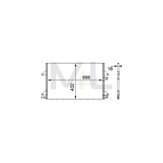 MAHLE ORIGINAL AC 365 000P Air conditioning condenser for RENAULT Espace IV (JK) with pressure switch, with studs, without dryer | ML Performance Car Parts