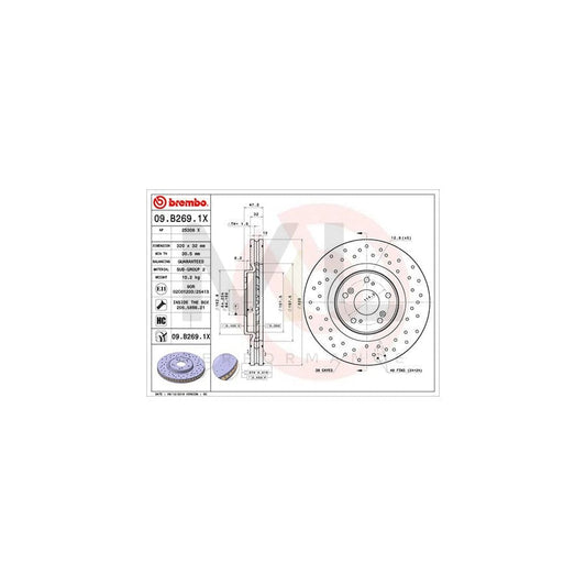 BREMBO 09.B269.1X Brake Disc for HONDA ACCORD Perforated / Vented, Coated, High-carbon, with bolts/screws | ML Performance Car Parts