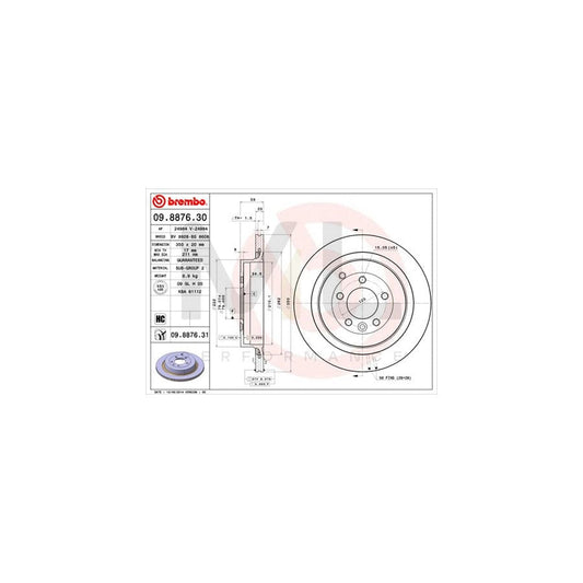 BREMBO 09.8876.30 Brake Disc Internally Vented, High-carbon | ML Performance Car Parts