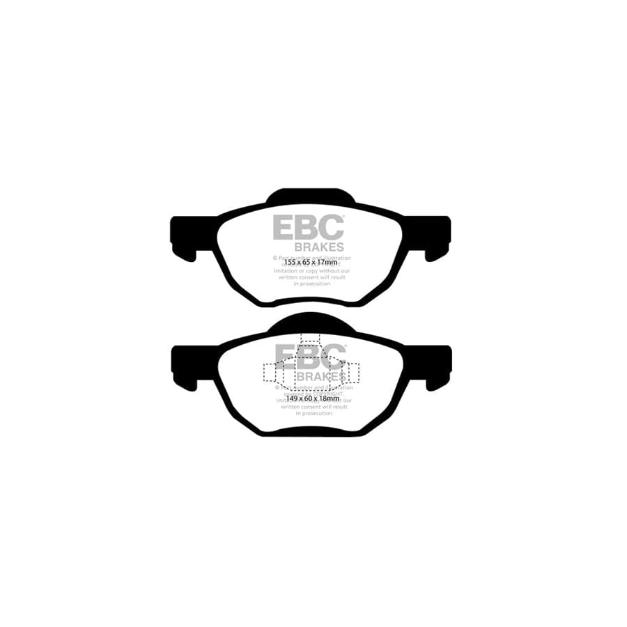 EBC DP21525 Honda Accord Greenstuff Front Brake Pads - Girling/TRW/Akebono Caliper 2 | ML Performance UK Car Parts