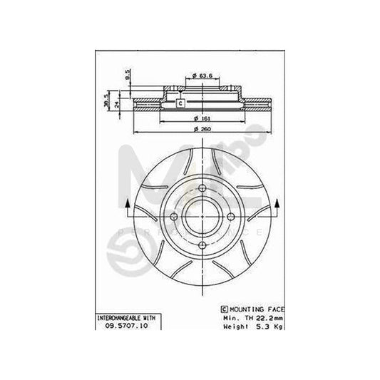 BREMBO MAX LINE 09.5707.75 Brake Disc Internally Vented, Slotted, Coated | ML Performance Car Parts