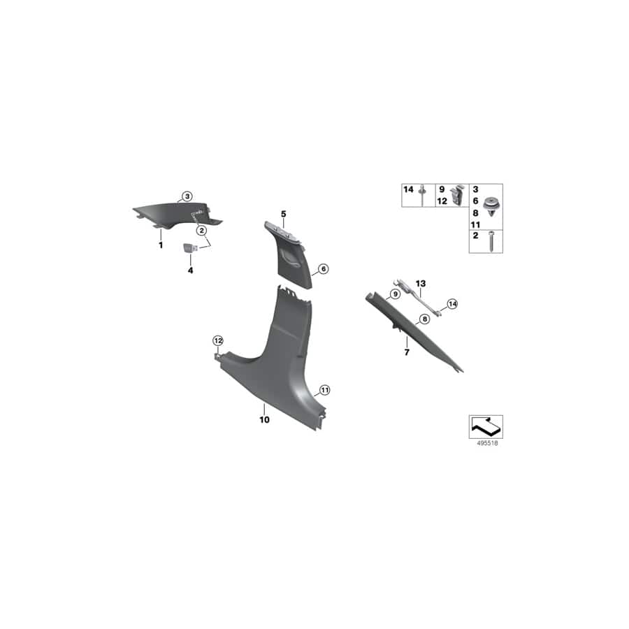 Genuine BMW 51437481638 G20 G21 Cover, B-Column Bottom Right SCHWARZ (Inc. 320iX, M340iX & 318d) | ML Performance UK Car Parts