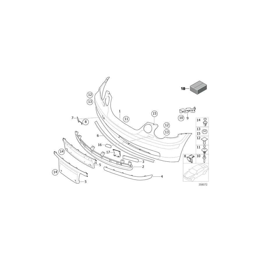 Genuine BMW 51117046910 E46 Trim Cover, Bumper, Primed, Front (Inc. 318ti, 325ti & 318td) | ML Performance UK Car Parts