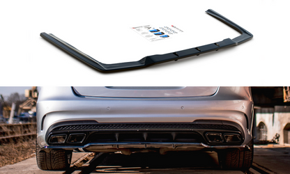 Maxton Design ME-E-212F-AMG-RD1T+RD2T Central Rear Splitter (With Vertical Bars) Mercedes Benz E63 AMG Sedan W212 Facelift | ML Performance UK Car Parts