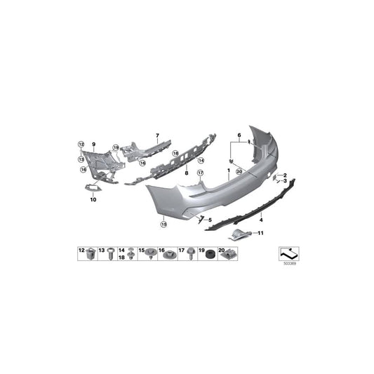 Genuine BMW 51128075816 G20 Grill, Bumper, Rear Right M (Inc. 320iX, 320d & 330e) | ML Performance UK Car Parts