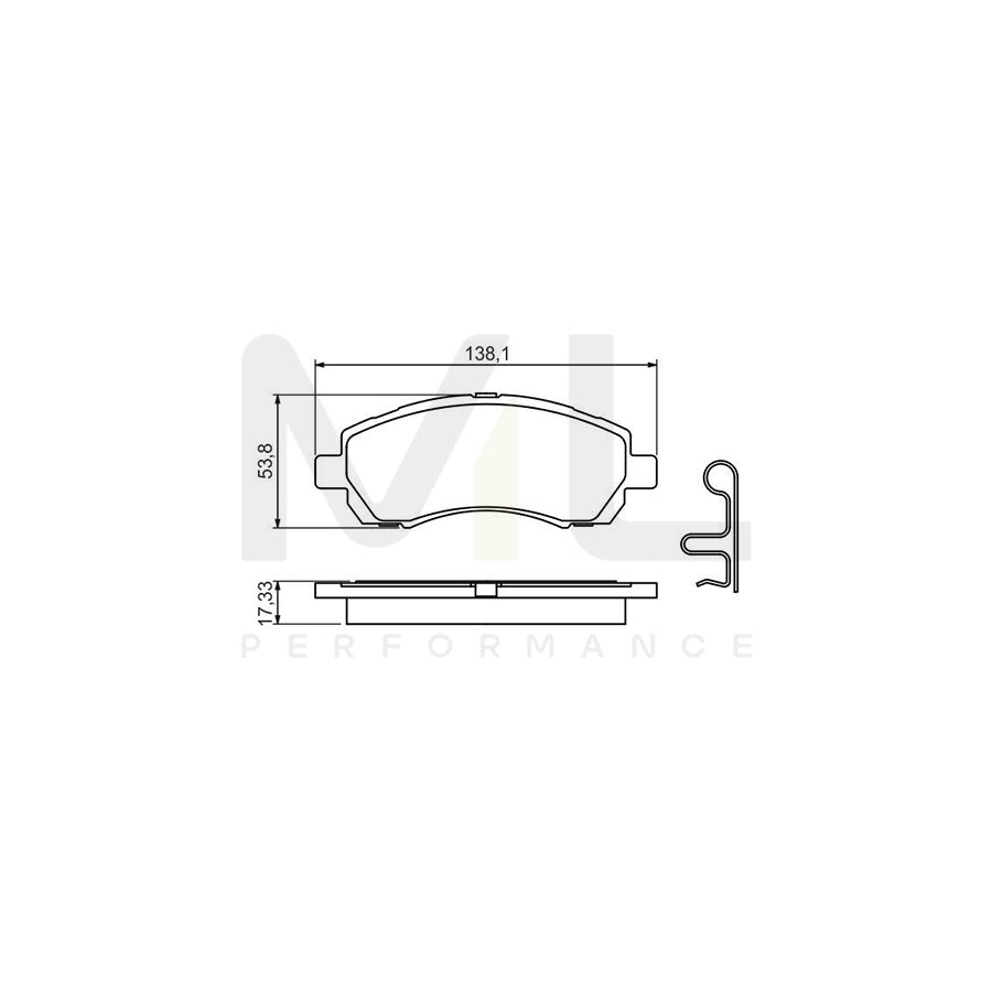 Bosch 0986424770 Brake Pad Set With Acoustic Wear Warning, With Anti-Squeak Plate BP476 | ML Performance Car Parts