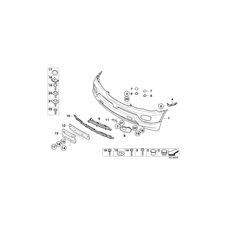 Genuine BMW 51117111767 E53 Grid, Bottom SCHWARZ (Inc. X5 3.0i, X5 4.4i & X5 3.0d) | ML Performance UK Car Parts