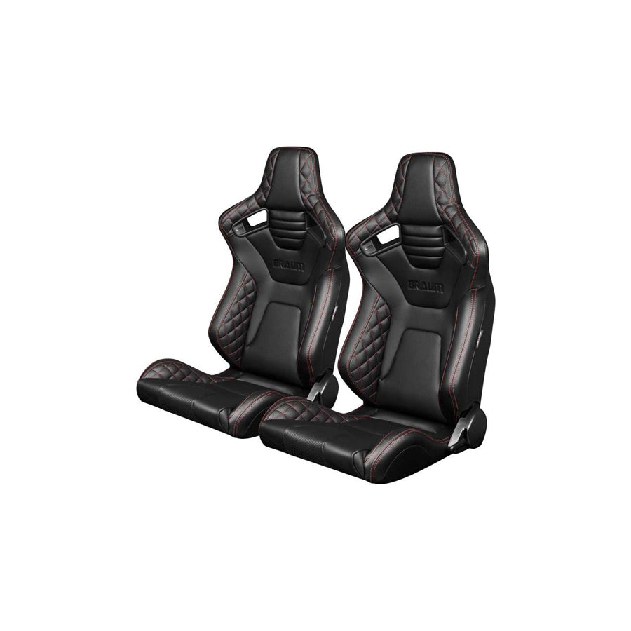 BRAUM Elite-X Series Racing Seats ( Diamond Ed. - Red Stitching ) – Pair | ML Performance UK Car Parts