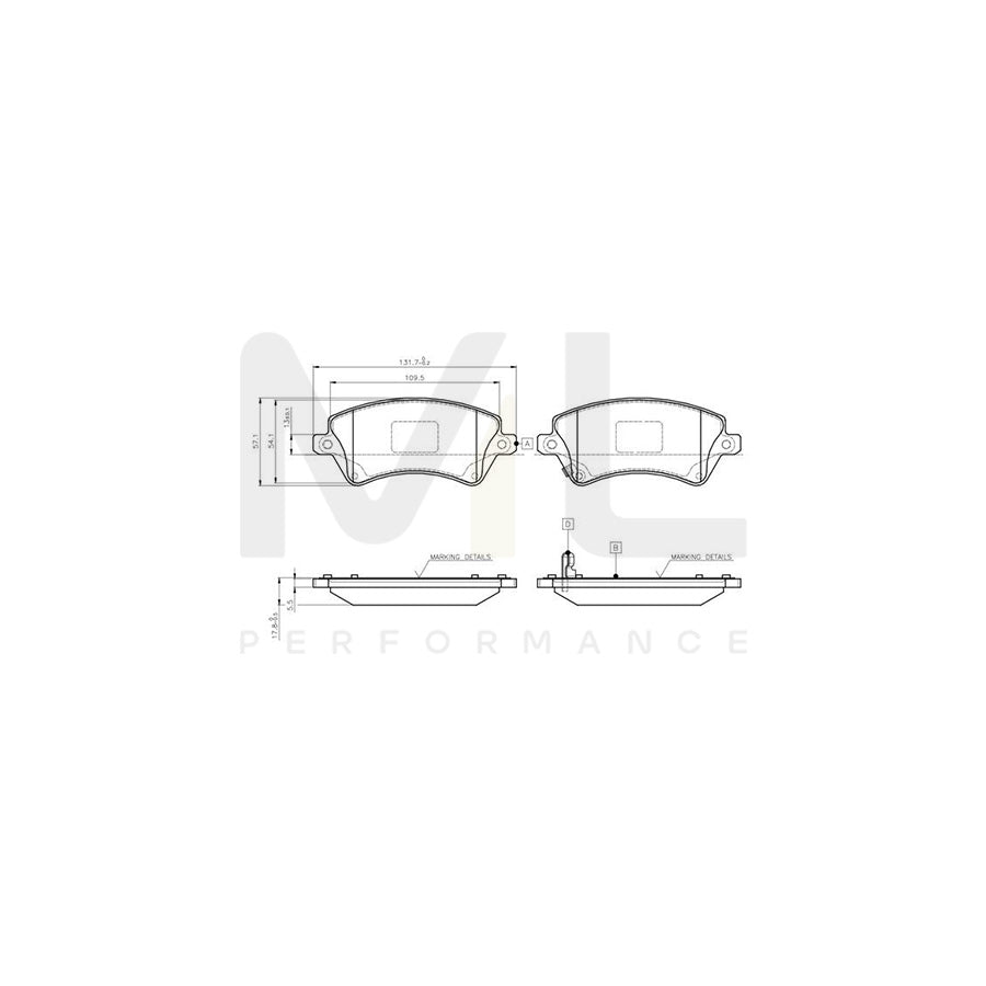 Bosch 0986Tb2397 Brake Pad Set For Toyota Corolla Excl. Wear Warning Contact, With Accessories  | ML Performance Car Parts