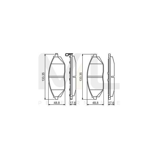 Bosch 0986495349 Brake Pad Set For Chevrolet Spark (M300) With Acoustic Wear Warning, With Anti-Squeak Plate BP1641 | ML Performance Car Parts